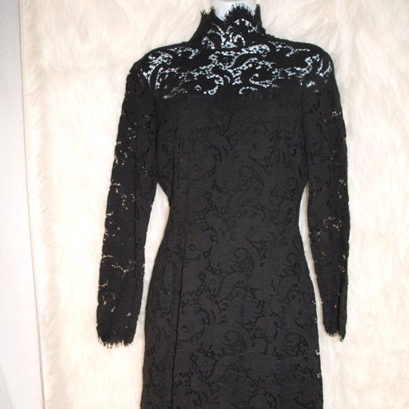 Ellen Tracy Dresses & Skirts - Mid-length Black Lace DRESS BY ELLEN TRACY SIZE6 USED With High Neck Long Sleeve
